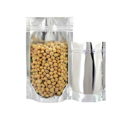 Silver Stand Up Resealable Foil Bags For Toner Industry Use Packaging