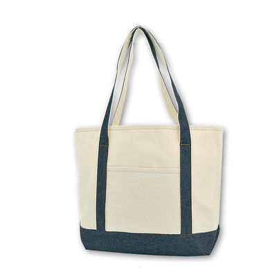 Plain Cotton Canvas Bag With Outside Pockets Customized Logo Accepted