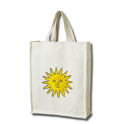 Reusable Shopping Canvas Tote Bag Eco Friendly Customized Logo With Gusset