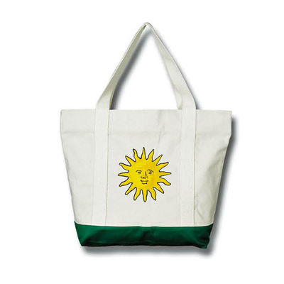 Natural Canvas Shopper Bag With Zip , Canvas Cloth Bags Double Layer Bottom