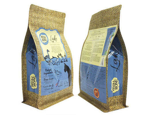 Flexible Commercial Coffee Bags Flat Bottom / Block Bottom With Zip And Valve