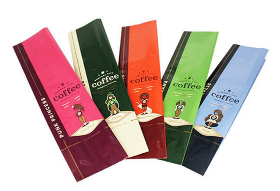 Umidade - os sacos de café comerciais da prova, sacos de café da parte inferior lisa personalizaram o logotipo